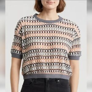 DR2 By Daniel Rainn Openwork Stripe Sweater Size S